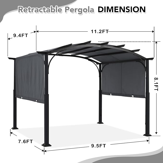 MASTERCANOPY 10x12ft Outdoor Retractable Pergola - Image 2