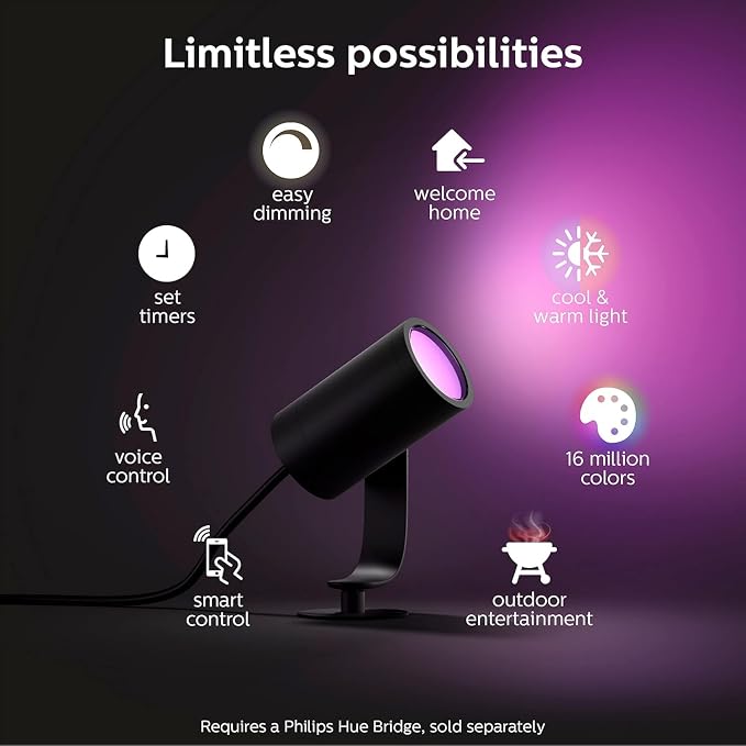 Philips Hue Lily Outdoor Smart Spotlight Base Kit, 3 Pack, Low Voltage - Image 6