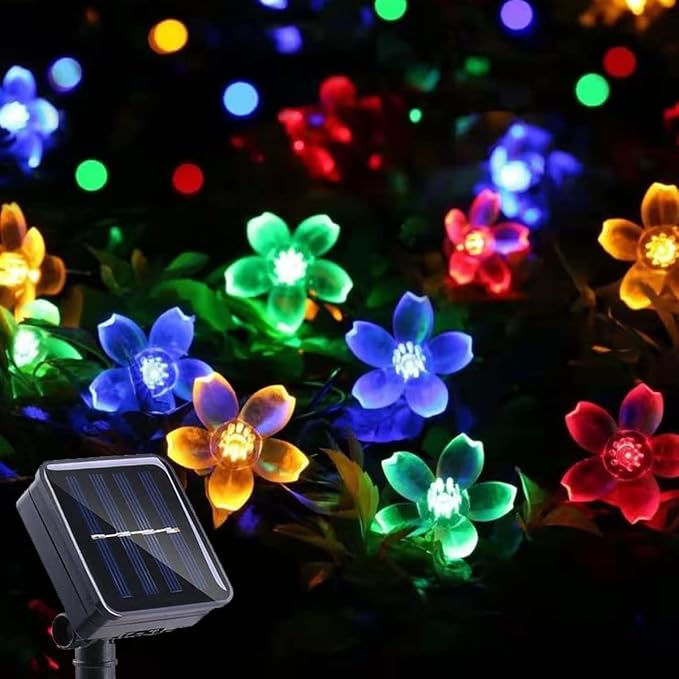 ITICdecor Solar Flower String Lights Outdoor Waterproof 50 LED Solar Powered by ITICdecor