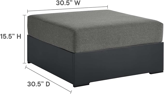Modway Tahoe Aluminum Ottoman in Gray Charcoal - Image 2