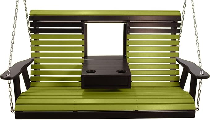 5FT Lime Flip-Cup ROLLBACK Porch Swing Bench, Amish-Made Poly Lumber Wood by Unknown