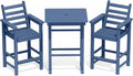 GLANC Adirondack Chairs and Table 3 Pieces Set, HDPE Balcony Bar Height Chairs by GLANC