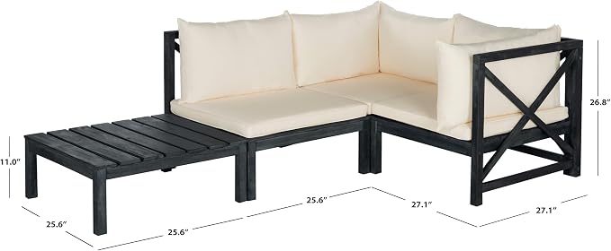 SAFAVIEH Outdoor Collection Lynwood Dark Slate Grey and Beige Modular Outdoor - Image 2