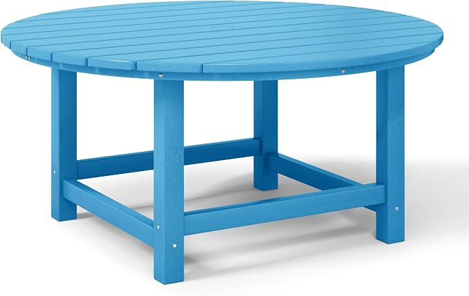 WestinTrends Malibu Low Outdoor HDPE Round Patio Coffee Table, Pacific Blue - Image 7