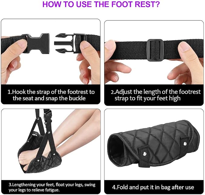 Airplane Foot Rest, Perfect Airplane Travel Essentials, Portable Foot Hammock - Image 2