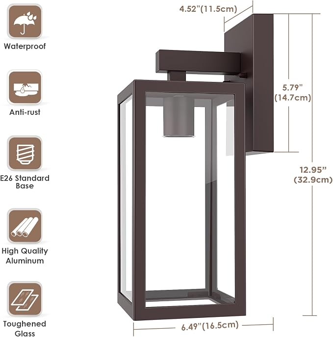 MAXvolador Outdoor Wall Lantern, Exterior Waterproof Wall Sconce Light Fixture - Image 6