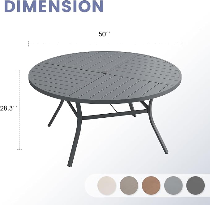 VICLLAX 50" Round Outdoor Table, Patio Dining Table - Image 3