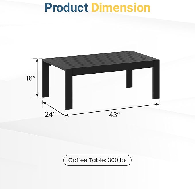 Wisteria Lane Outdoor Furniture Patio Coffee Table, Rectangle Outdoor Coffee - Image 2