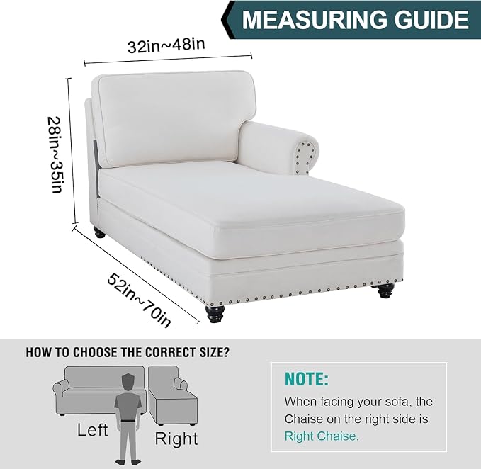 FantasDecor Right Chaise Lounge Cover Stretch Chair Lattice Slipcover - Image 3