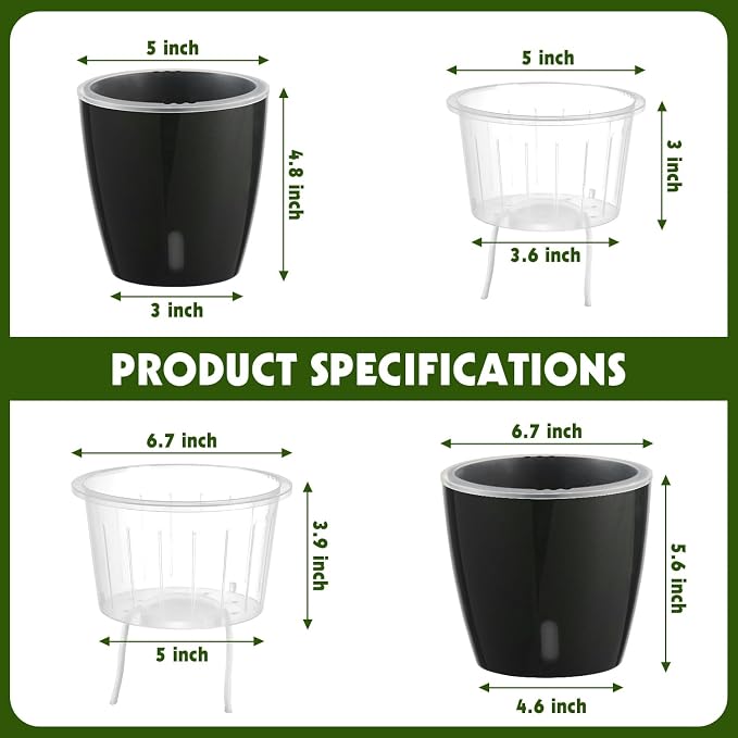 Self-Watering Pots for Indoor Plants, Small African Violet Pots - Image 4