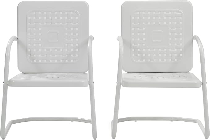 Crosley Furniture Bates 2-Piece Outdoor Chair Set, Retro Metal Patio Chairs - Image 4