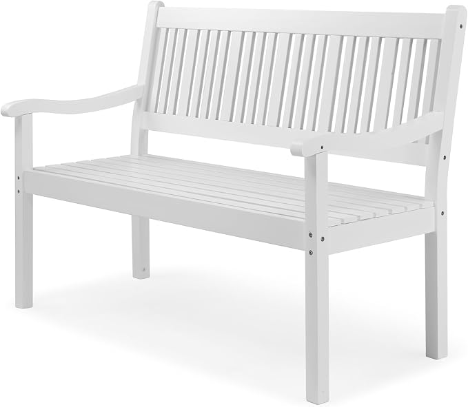 VINGLI 50" Outdoor Wood Bench, Weatehr Resistant Wooden Garden Patio Bench by VINGLI