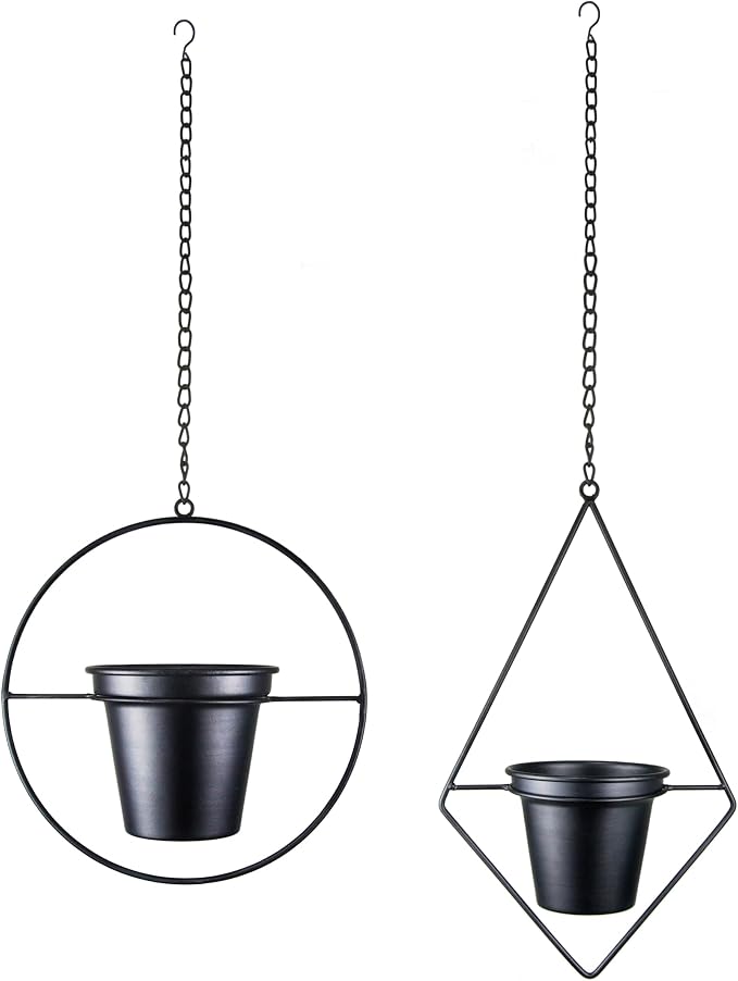 Metal Hanging Planters, Modern Plant Hanger - Image 2