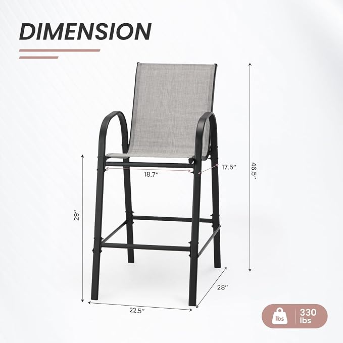 2-Piece Outdoor Bar Stool Set - Image 3