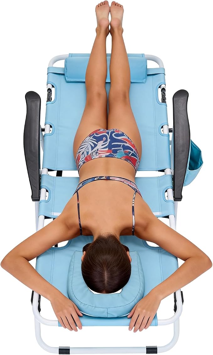 MOPHOTO Oversized Beach Lounge Chair, 5-Position Adjustable Tanning Chair by MOPHOTO