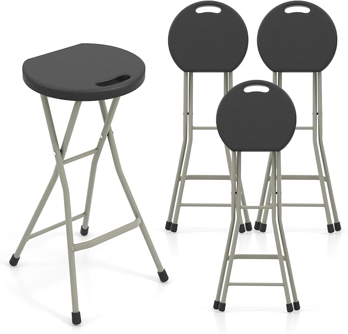 GYMAX Folding Stool, 28in Portable Collapsible Bar Stool by GYMAX