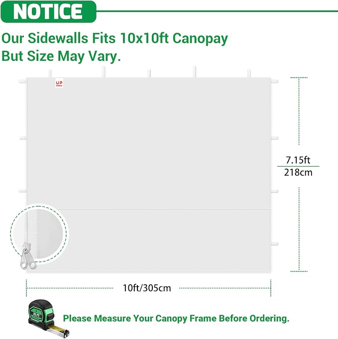 Sidewalls for 10x10 Pop Up Canopy, 210D Polyester Waterproof Canopy Sidewalls - Image 2