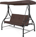 Tangkula 3 Seats Converting Patio Swing, Outdoor Porch Garden Canopy Swing by TANGKULA