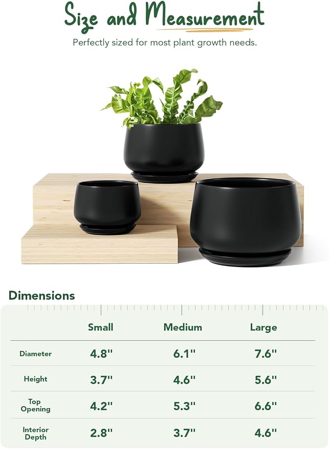 LE TAUCI Plant Pots, 4.1+5.1+6.5 inch, Ceramic Planters - Image 6