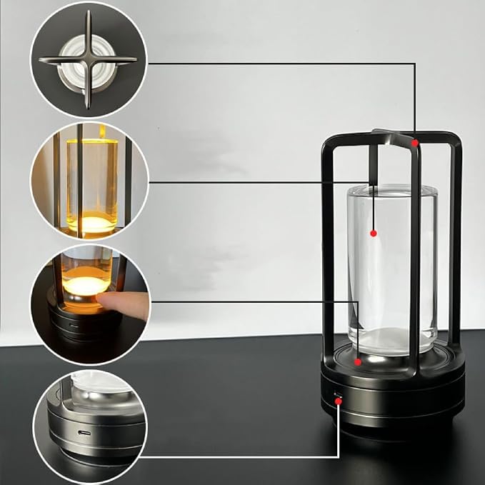 Portable Metal Table Lamp for Indoor/Outdoor, Rechargeable Cordless LED Lamp - Image 8
