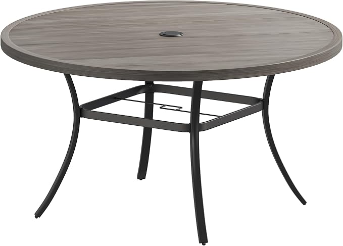 Patio Dining Table for 6-8, Round Metal Outdoor Table by VOXBIN