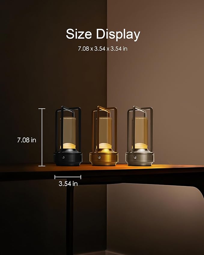 Set of 2 Cordless Table Lamps, LED Rechargeable Battery Operated Desk Lamps - Image 4