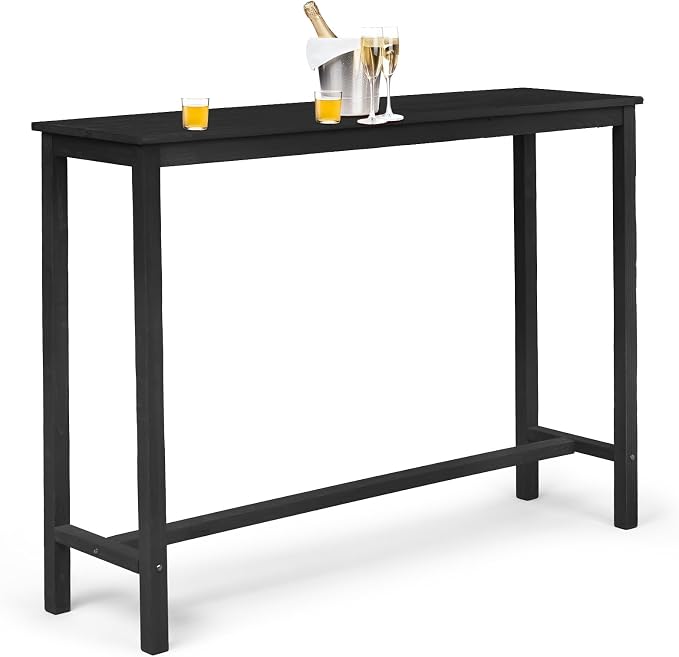 VINGLI Wooden Outdoor Bar Table, Wood Patio Counter Height Table, by VINGLI