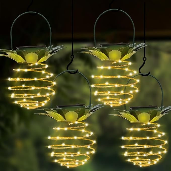 4 Pack Outdoor Solar Hanging Lantern Lights - Image 8