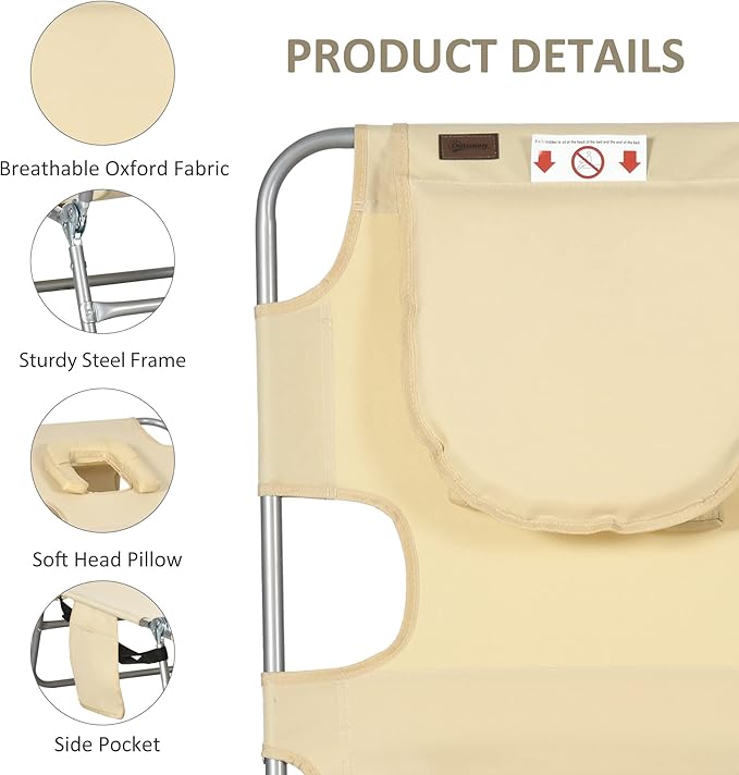 Outsunny Folding Beach Lounge Chair - Image 6