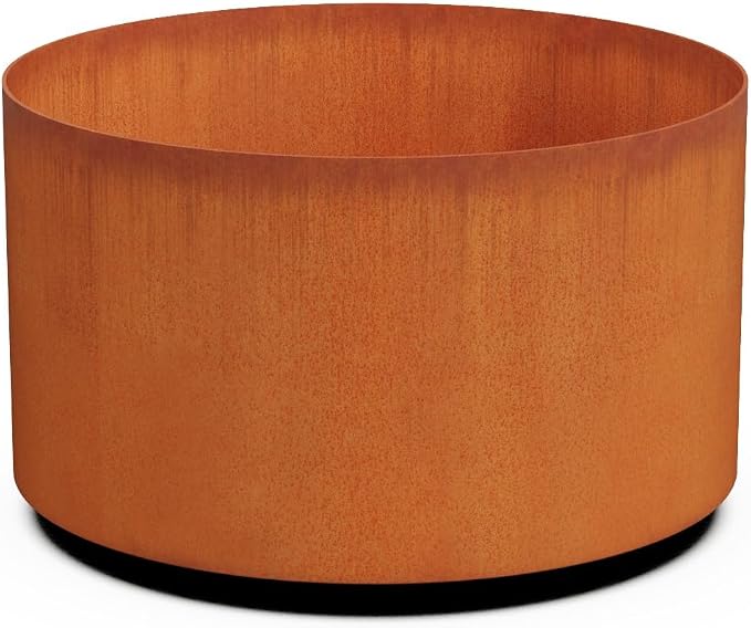PLANTERCRAFT Corten Steel Metal Planter Box, Round Sizes, Modern Garden Steel by Plantercraft