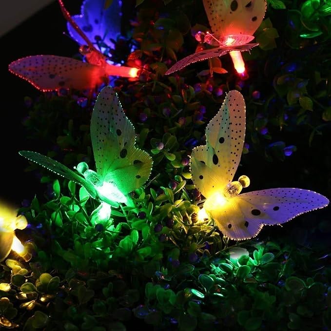 Butterfly Solar String Lights Outdoor, Waterproof 12 LED Solar Fairy Lights - Image 5