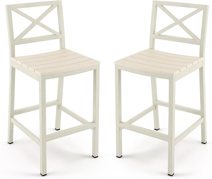 Outdoor Bar Stools Set of 2, 26 Inch All Weather HDPS Patio Counter Height by COZYMAN