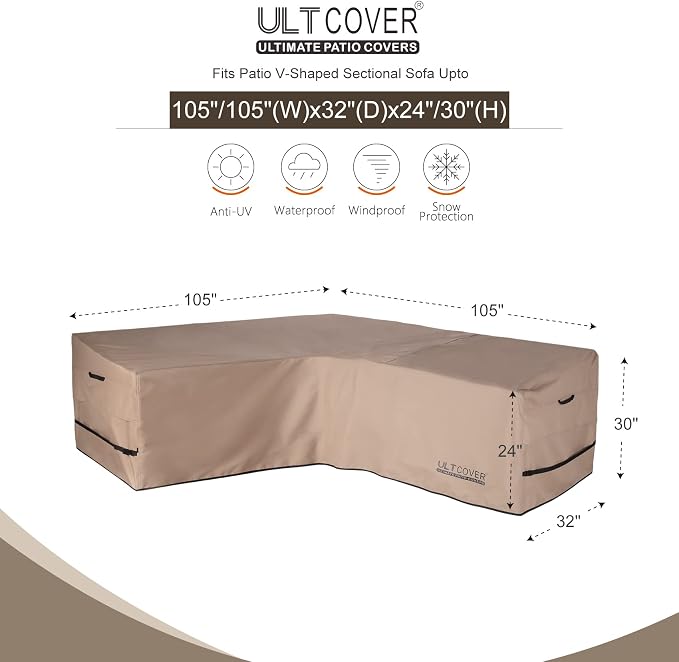 ULTCOVER Patio V-Shaped Sofa Cover Waterproof - Image 2