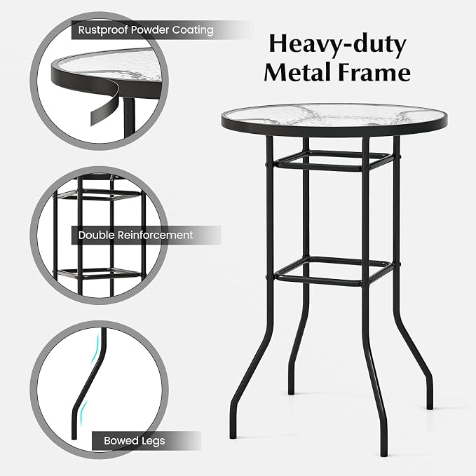 Tangkula 27 Inches Patio Bar Table, Round Bar Height Bistro Table - Image 5