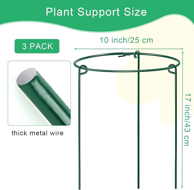 HiGift 3 Pack Peony Cages Support Stakes Ring - Image 2