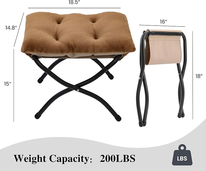 15" Folding Ottoman, Foldable Footrest Stool, Small Foot Stool - Image 3