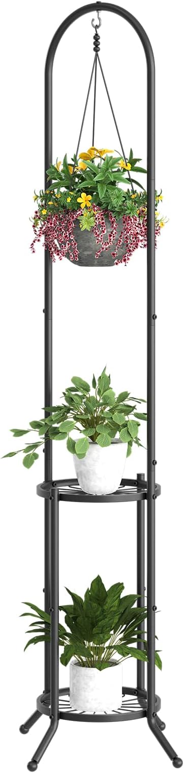 BMOSU Plant Stand with Hooks Indoor Outdoor Corner Tall Plant Stand Heavy-Duty by BMOSU