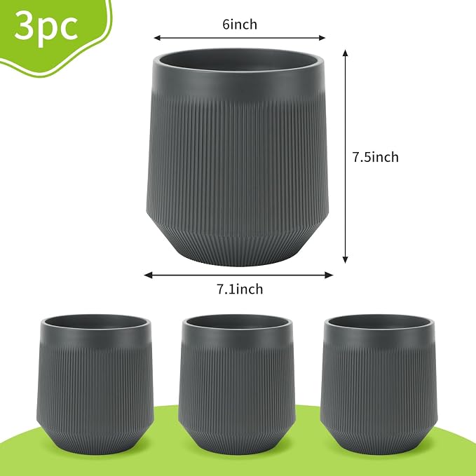 Plant Pots，Set of 3 Plastic Pots - Image 2