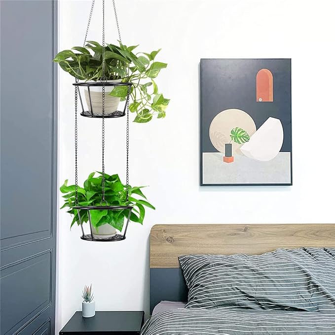 ARTORA 2 Pack Metal Plant Hanger, Modern Plant Hanging Basket Decorative Black - Image 5