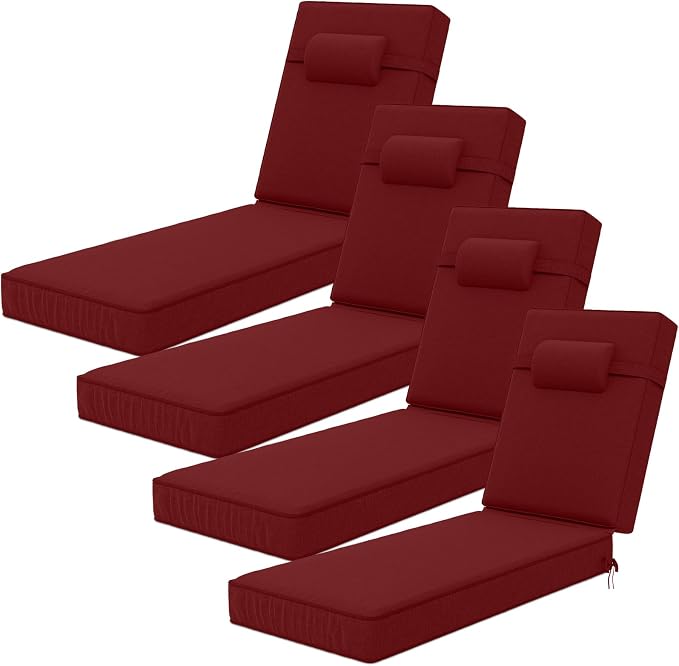 72 x 21 x 4 Inch Olefin Chaise Lounge Cushions, Lounge Chair Cushions by Unknown