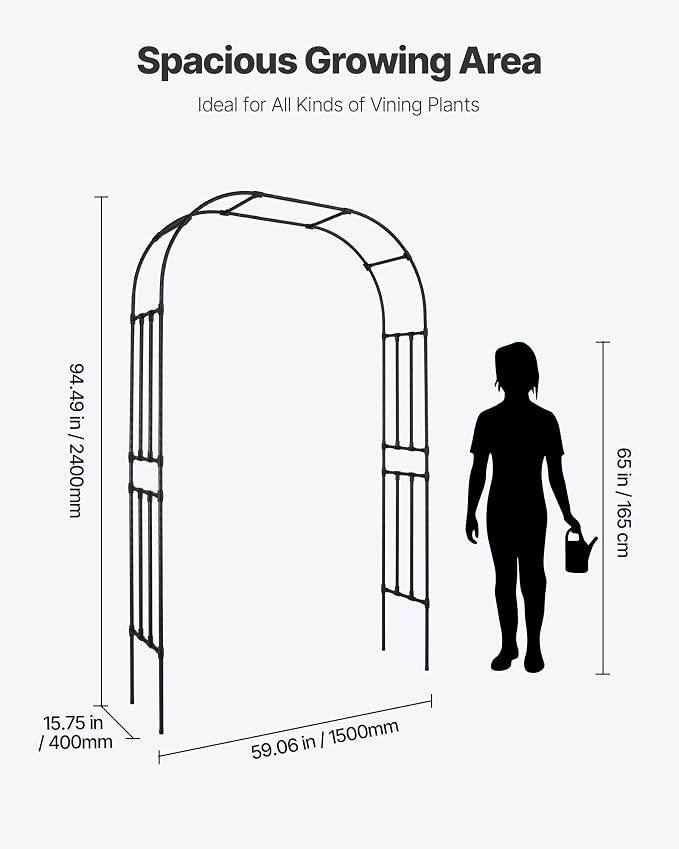 VEVOR Garden Arbor, 94.5 x 59 x 15.8 in Metal Archway, Sturdy Outdoor Trellis - Image 5