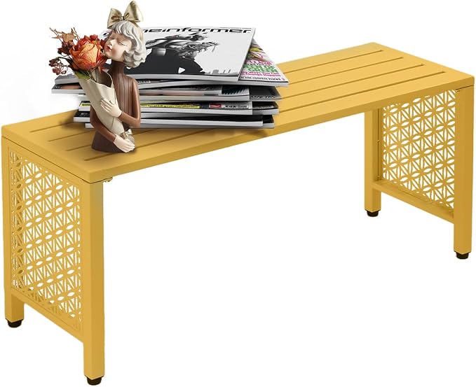 VINGLI 40in Outdoor Metal Bench, All-Weathe Backless Patio Bench by VINGLI