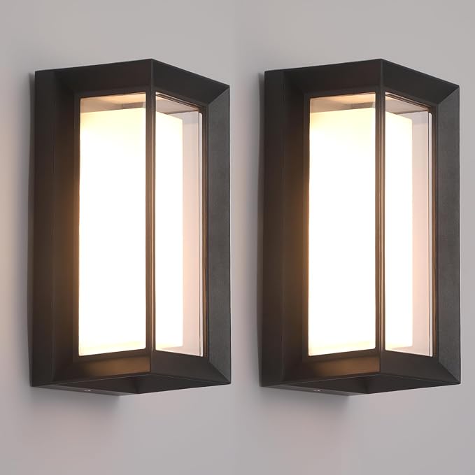 2 Pack Outdoor Wall Lights Exterior/Interior LED 24W Adjustable 3-Color 2100LM by MilleLucciole