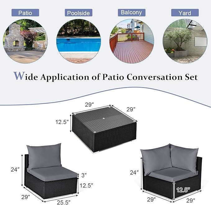 Tangkula 7-Piece Patio Furniture Set, Outdoor Sectional Sofa - Image 5