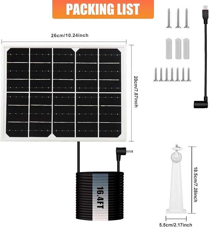Solar Panel for Security Camera 2 in 1 Port 10W Ring Camera Solar Charger - Image 7