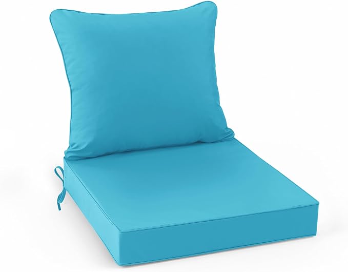 Outdoor Backrest and Deep Seat Cushion Set, Waterproof Fade Resistant Patio by SUMMSUN