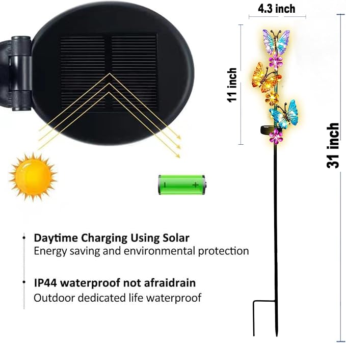 Solar Lights Outdoor Waterproof Garden Butterfly Light Decorative Solar Stake - Image 2