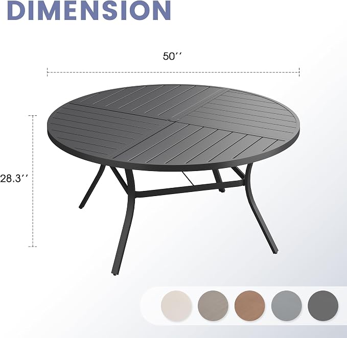 VICLLAX 50" Round Outdoor Table, Patio Dining Table - Image 3