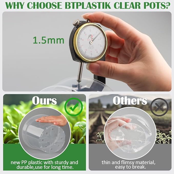 9 Pack 8/7/6 Inch Clear Nursery Pots - Image 4