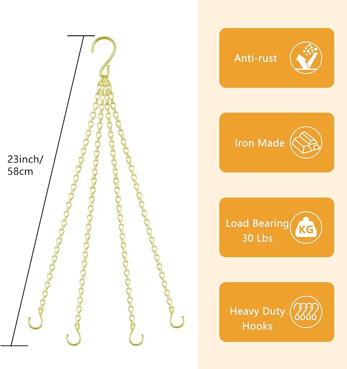 garini 3 Pack, 23 Inch Hanging Baskets Chain, Bird Feeders and Lanterns - Image 3